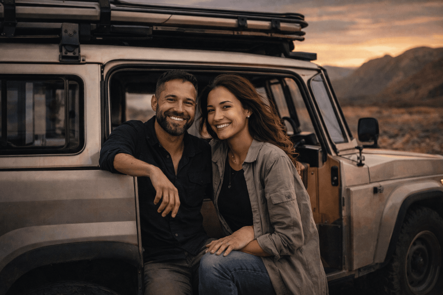 Winding road through desert mountains